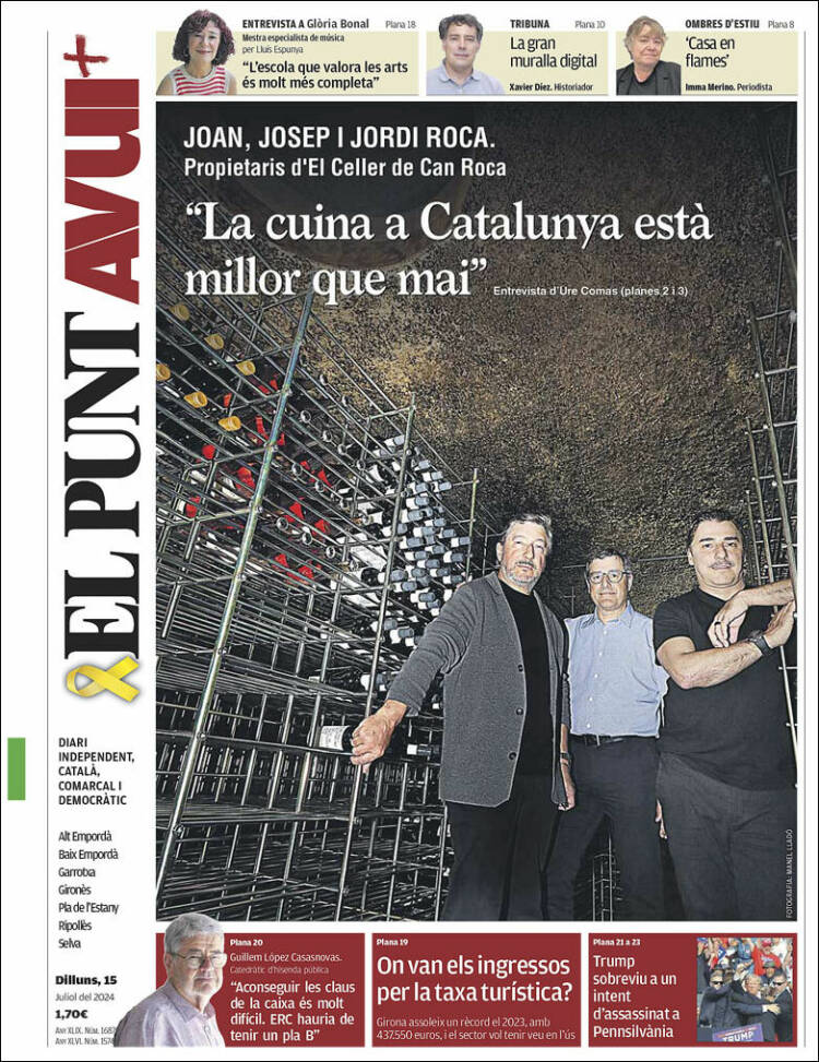 Portada de El Punt Avui - Girona (España)