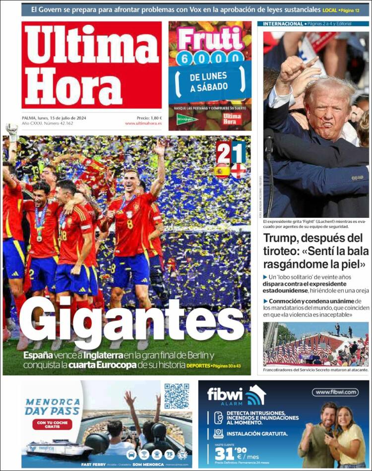 Portada de Última Hora (España)
