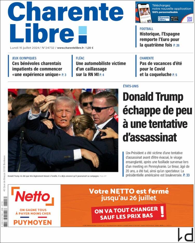Portada de Charente Libre (Francia)