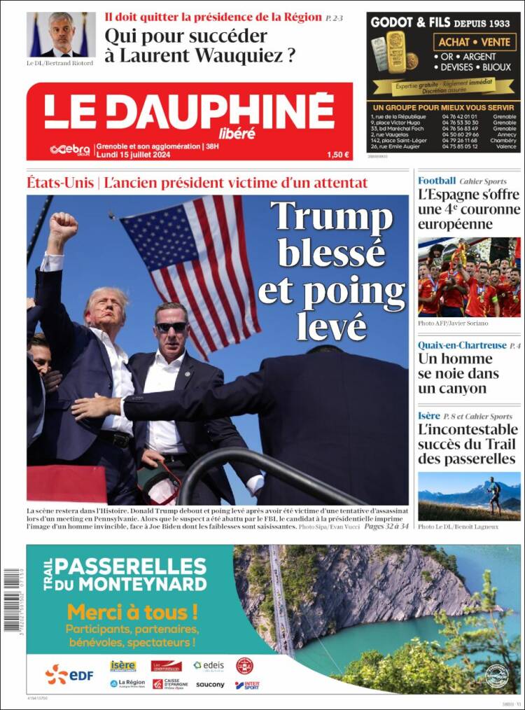 Portada de Le Dauphiné Libéré (Francia)