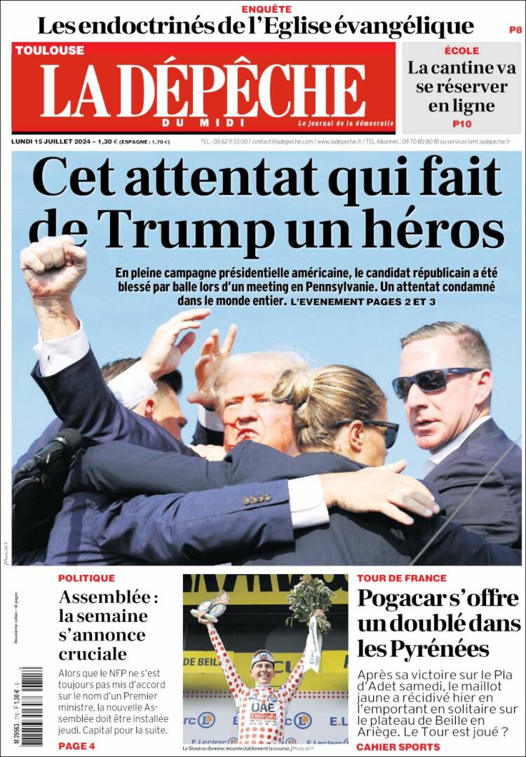 Portada de La Dépêche du Midi (Francia)