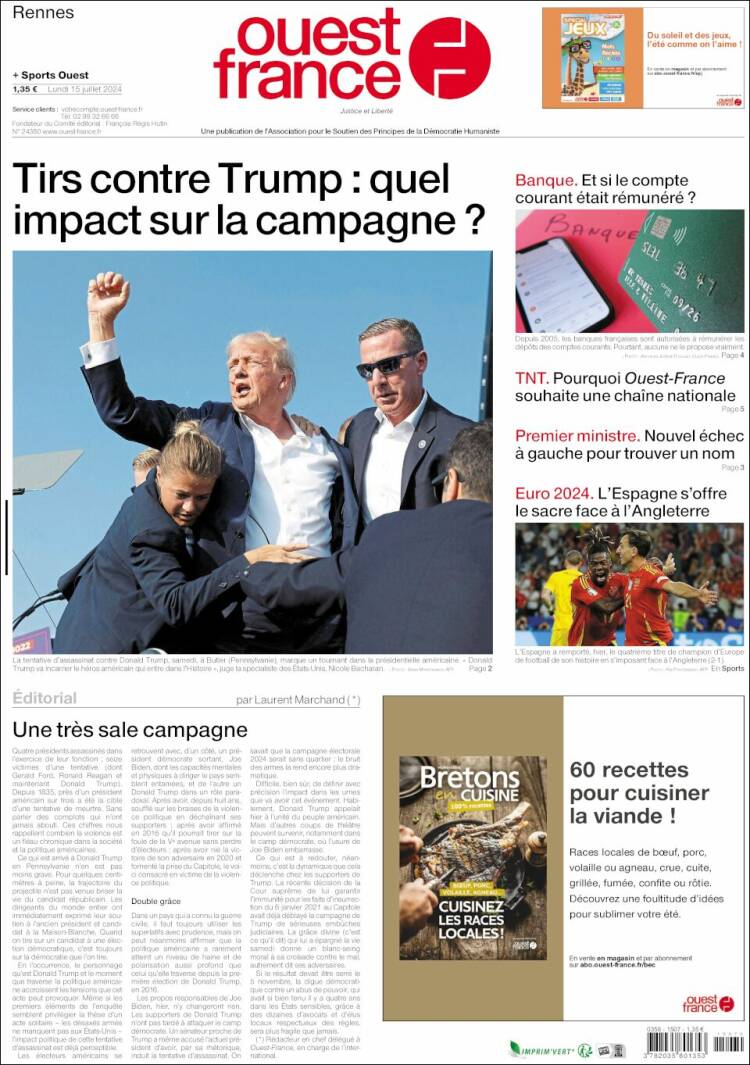 Portada de Ouest France (Francia)