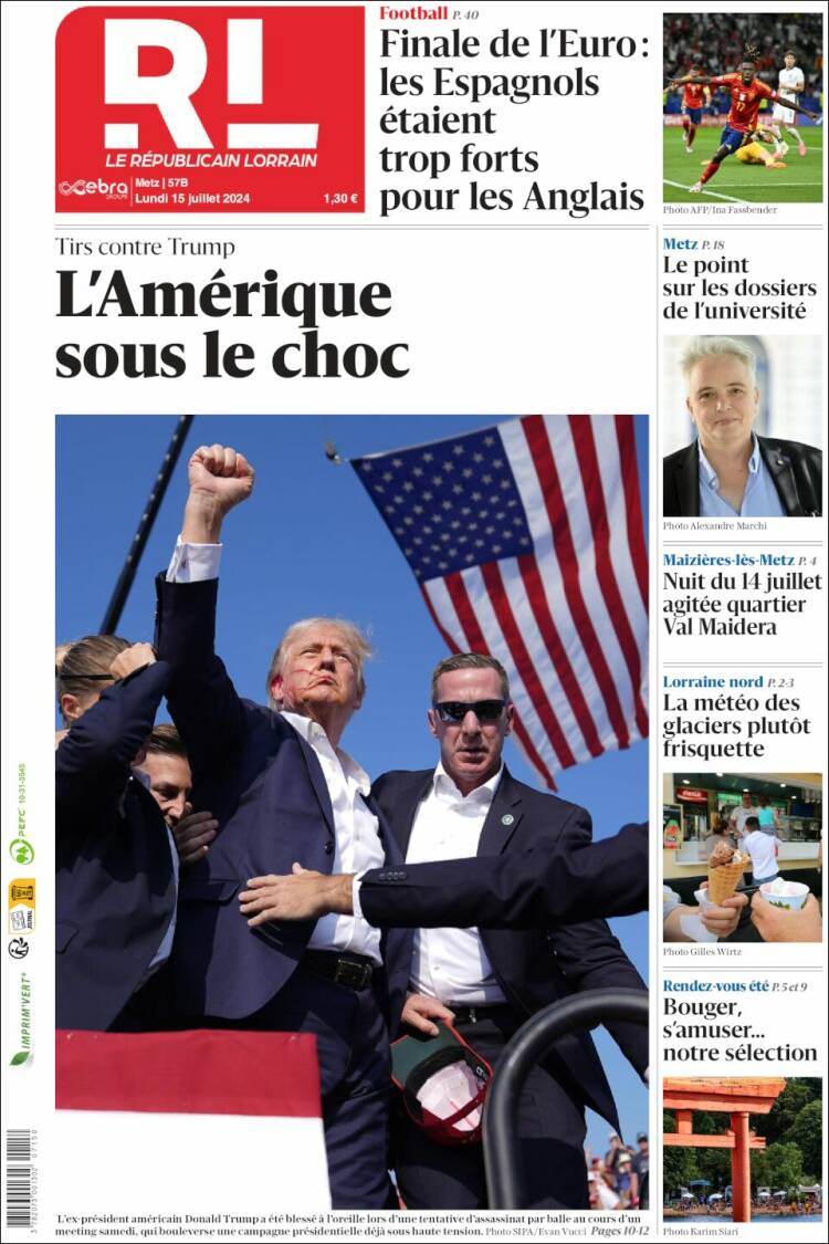 Portada de Le Republicain Lorrain (Francia)