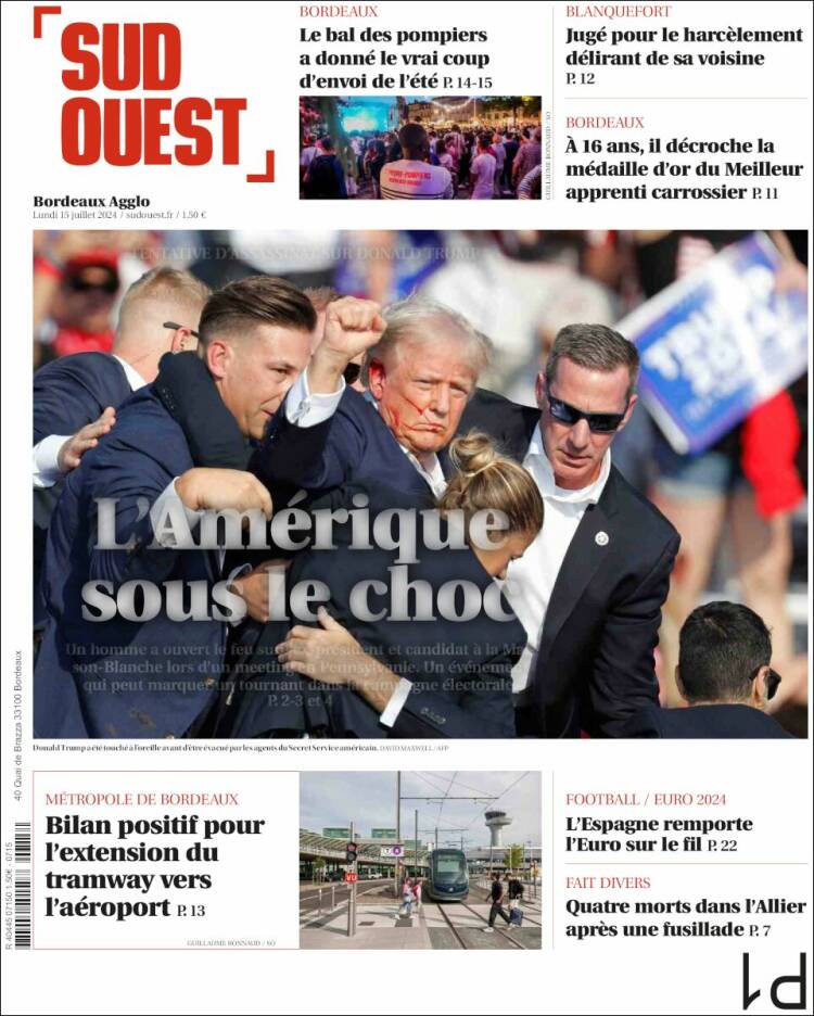 Portada de Sud Ouest (Francia)