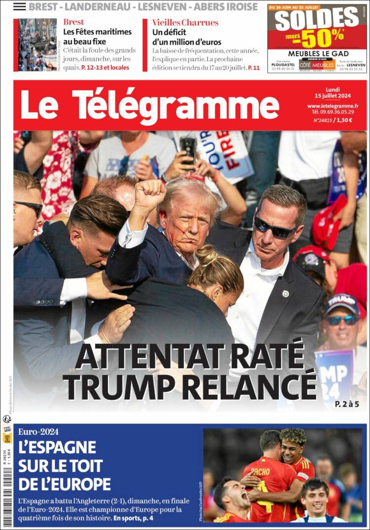 Portada de Télégramme (Francia)