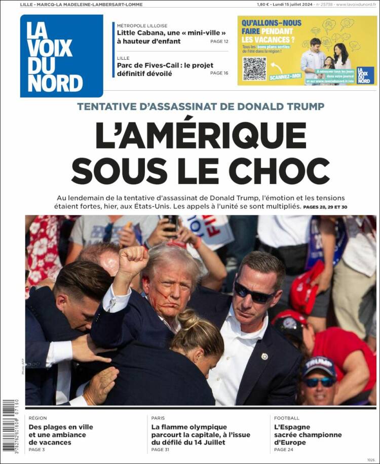 Portada de La Voix du Nord (Francia)