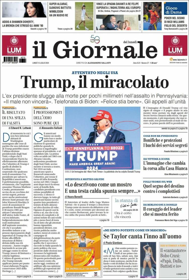Portada de il Giornale (Italia)