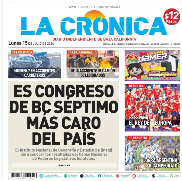 Portada de La Crónica de Baja California (M&eacute;xico)