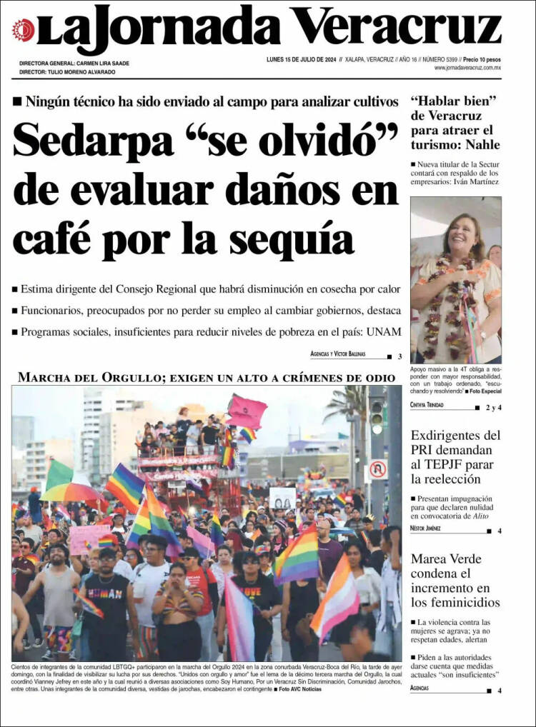 Portada de La Jornada Veracruz (M&eacute;xico)