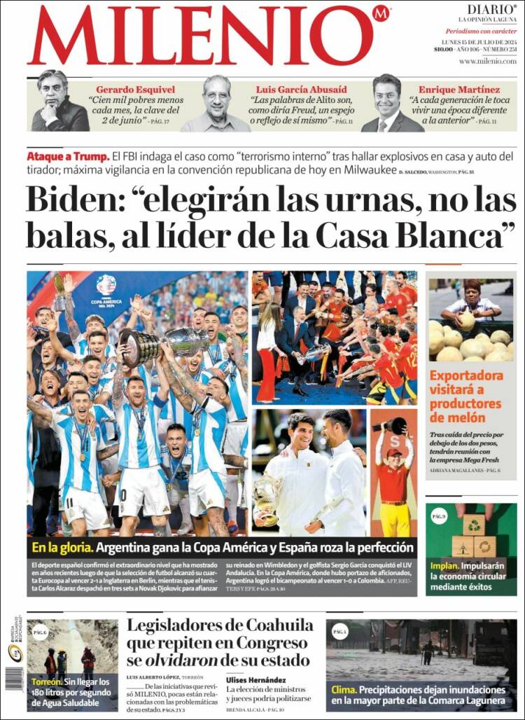 Portada de Milenio - Laguna (M&eacute;xico)