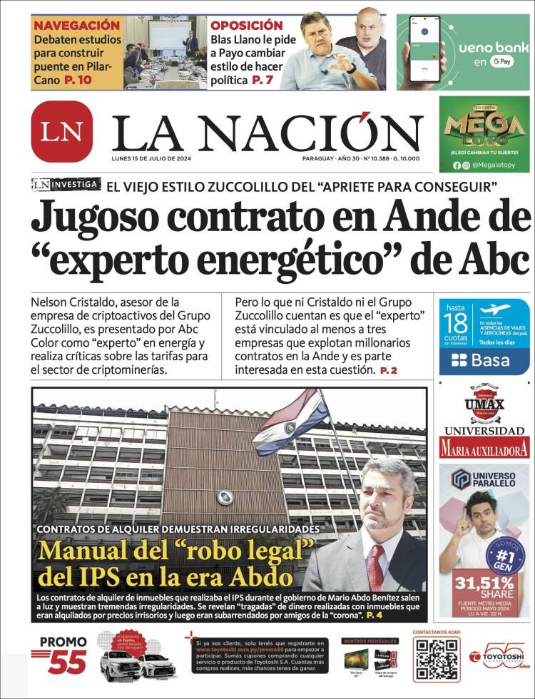 Portada de La Nación (Paraguay)
