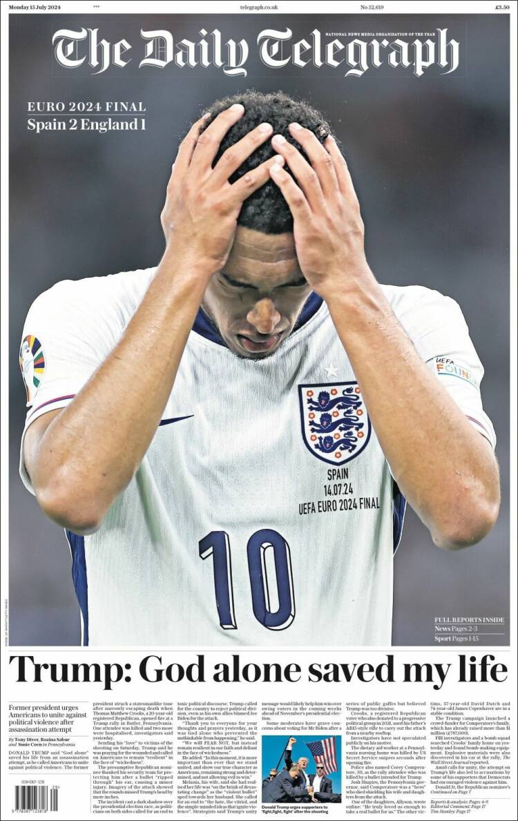 Portada de Daily Telegraph (Reino Unido)