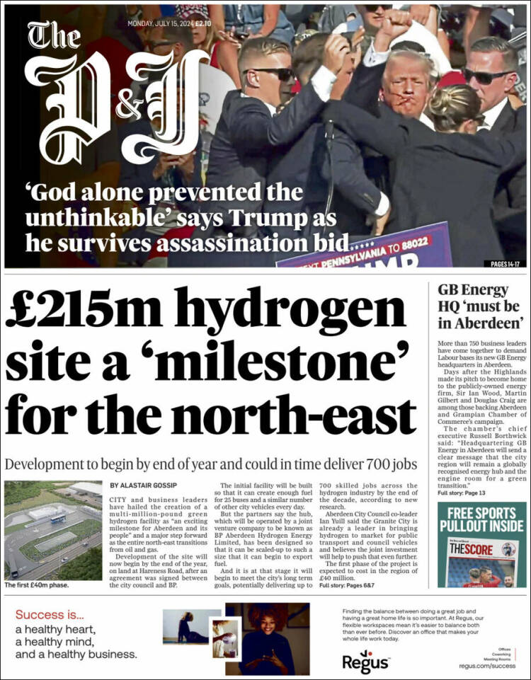 Portada de The Press and Journal (Reino Unido)