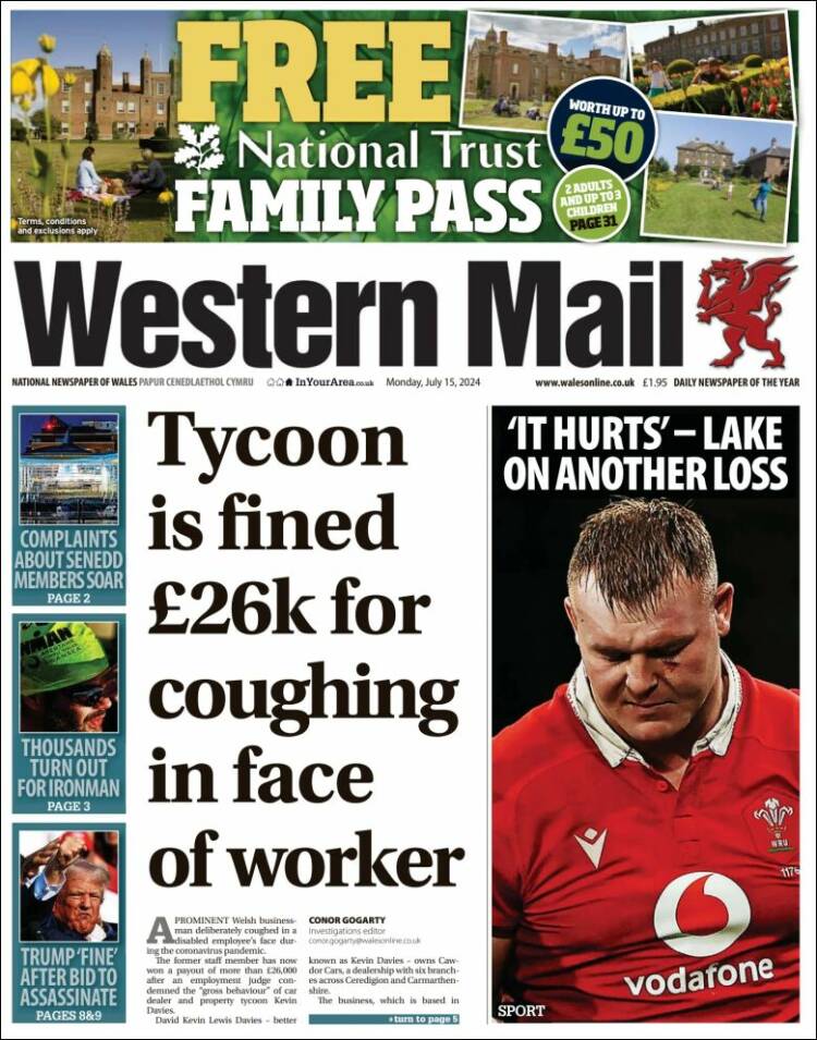 Portada de Western Mail (Reino Unido)
