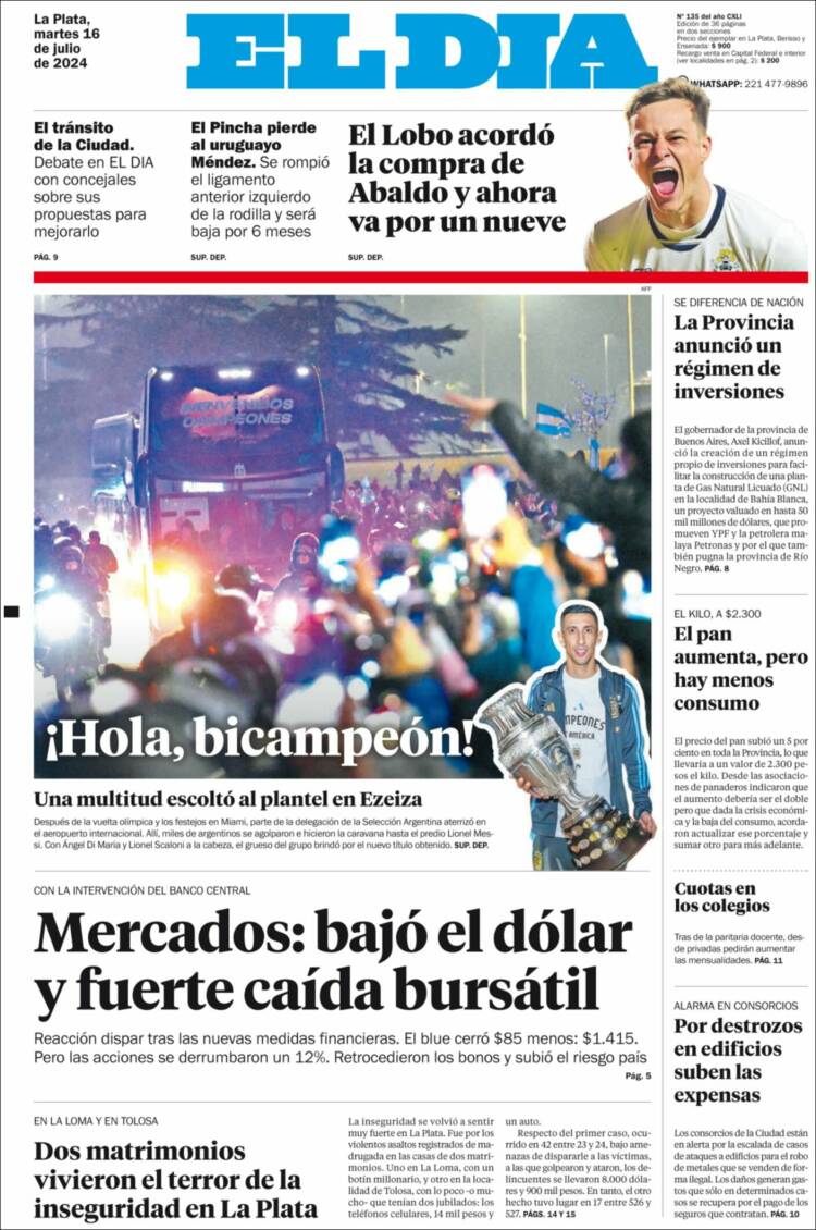 Portada de El Día de la Plata (Argentina)