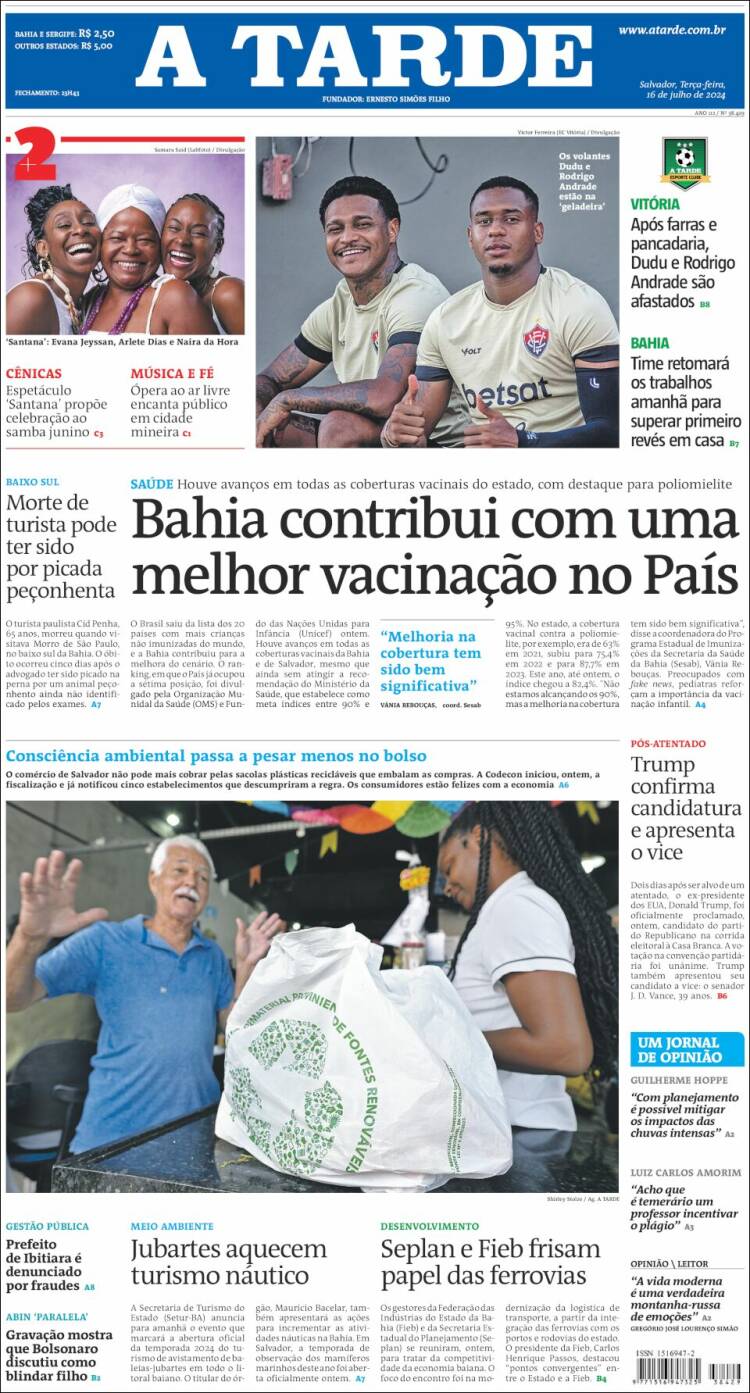 Portada de Diário A Tarde (Brasil)