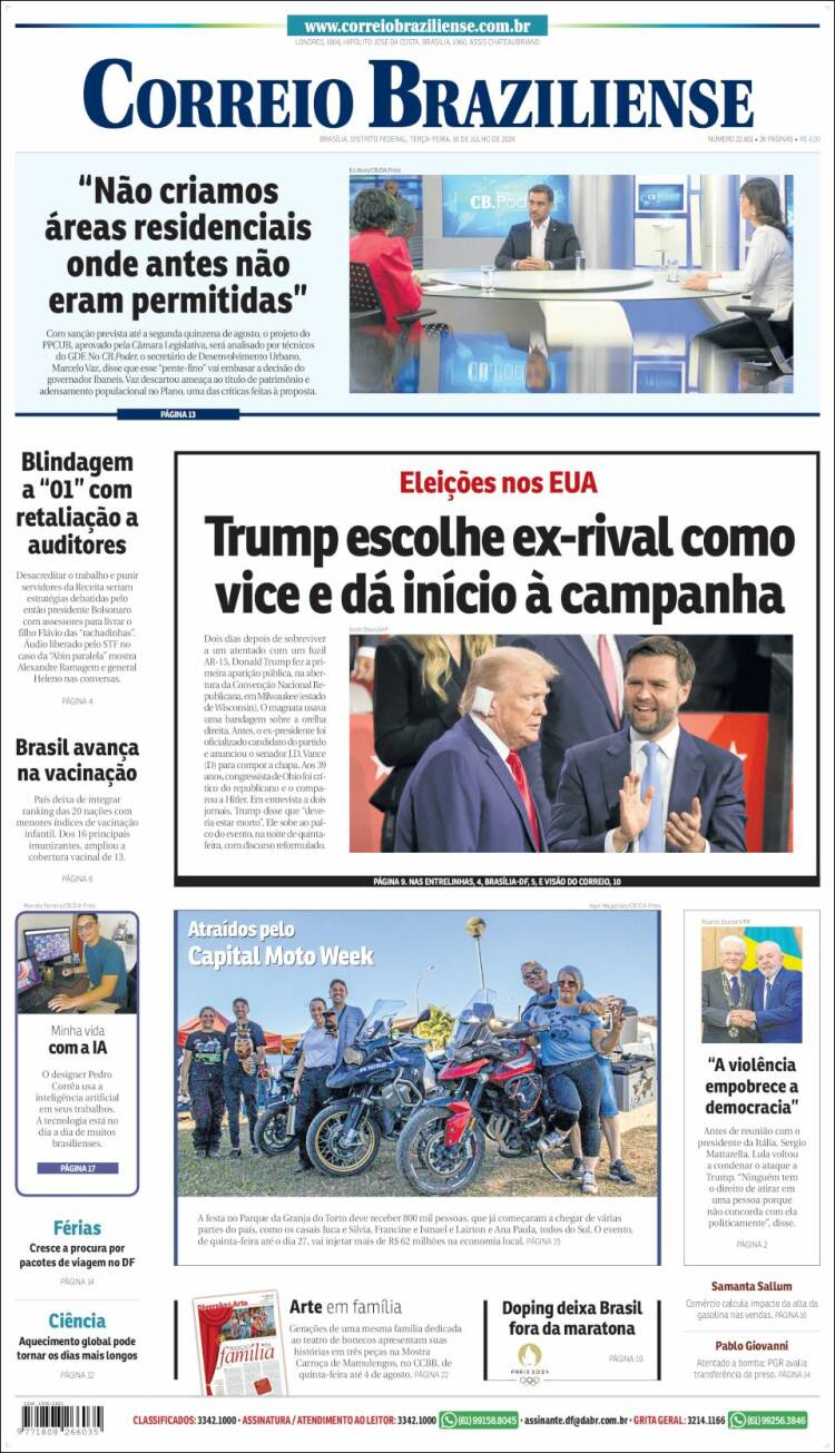 Portada de Correio Braziliense (Brasil)