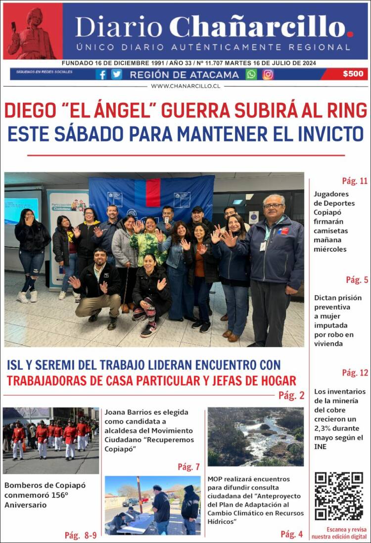 Portada de Diario Chañarcillo (Chile)