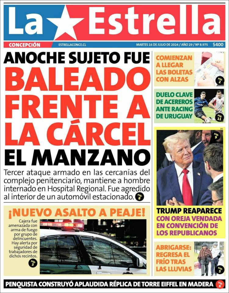 Portada de La Estrella de Concepción (Chile)