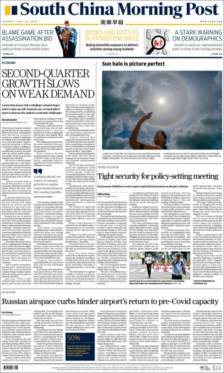 Portada de South China Morning Post (China)