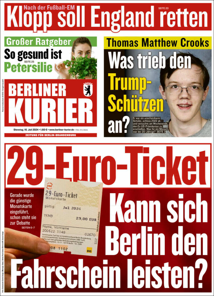 Portada de Berliner Kurier - Startseite BK (Alemania)