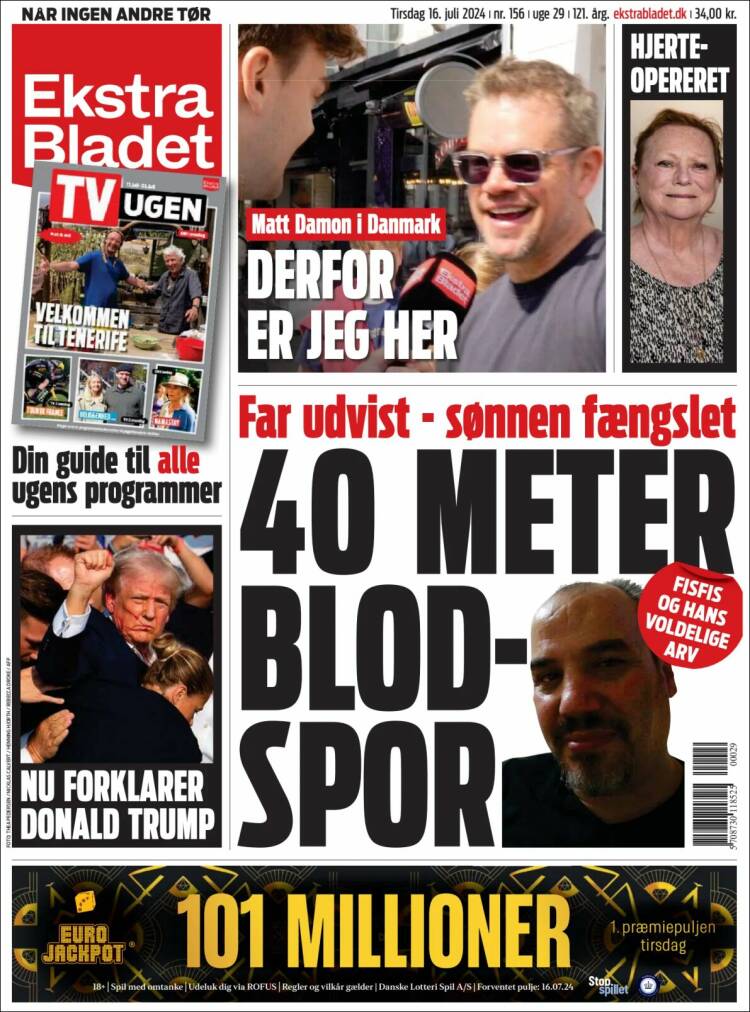Portada de Ekstra Bladet (Dinamarca)