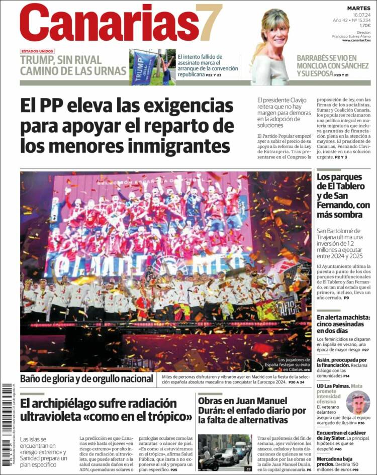 Portada de Canarias 7 (España)