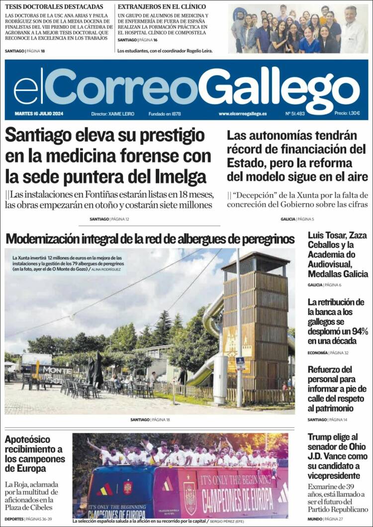 Portada de El Correo Gallego (España)