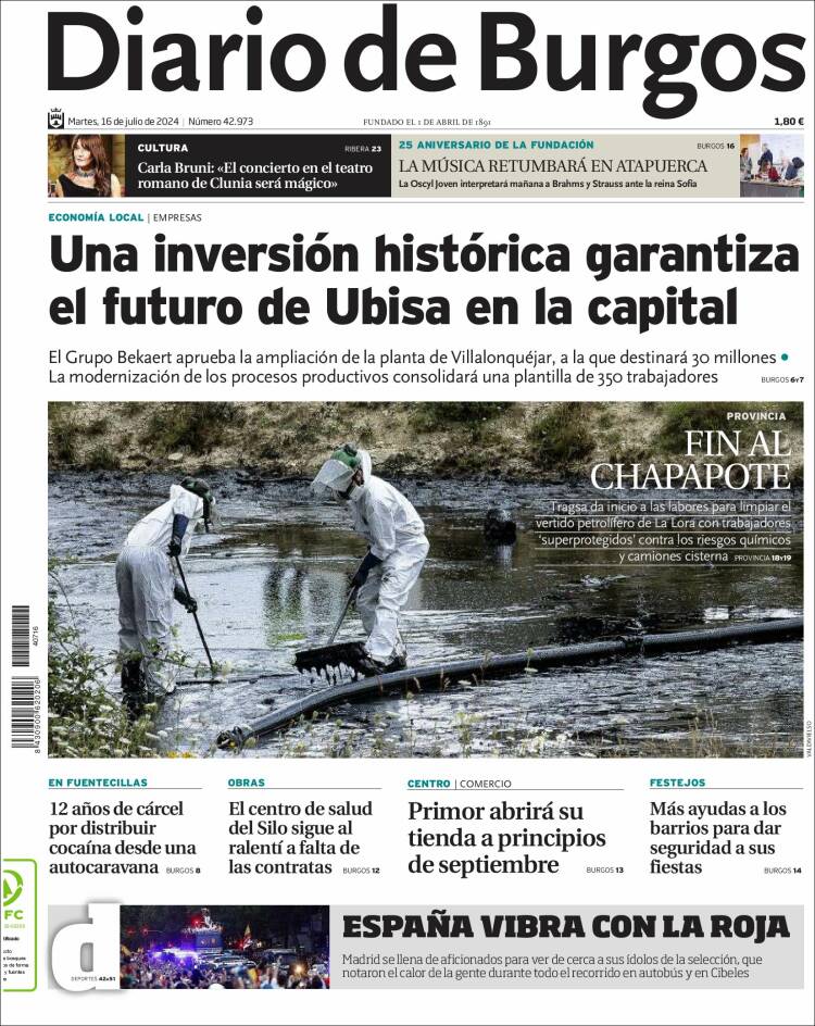 Portada de Diario de Burgos (España)