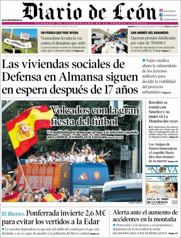 Portada de Diario de León (España)