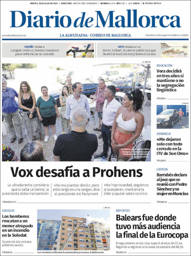 Portada de Diario de Mallorca (España)