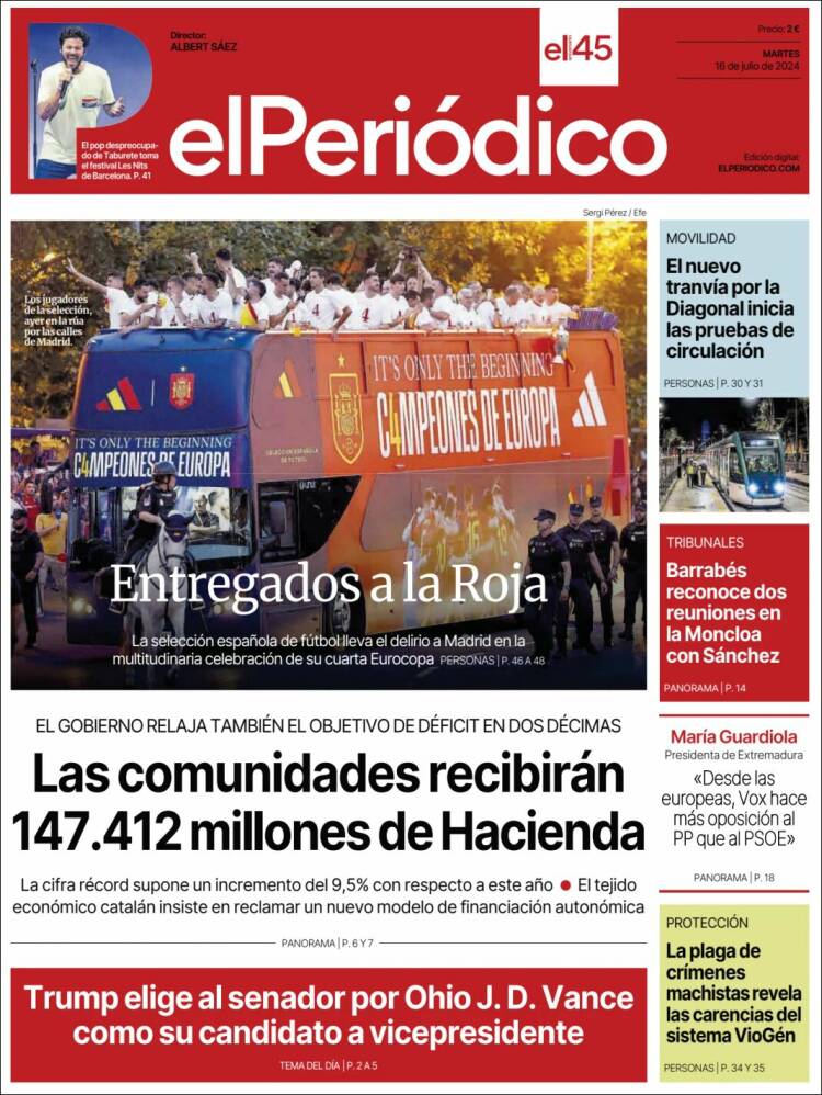 Portada de El Periódico (España)