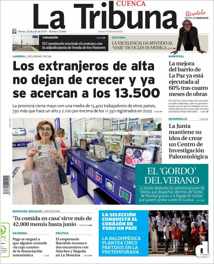 Portada de La Tribuna de Cuenca (España)