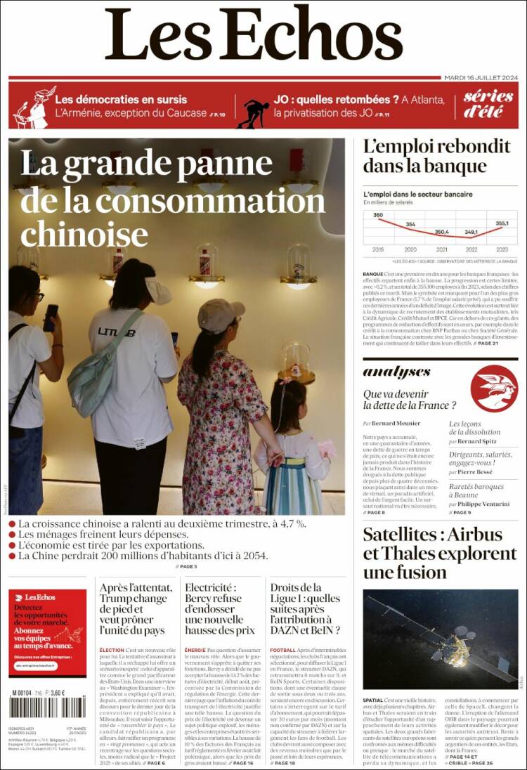 Portada de Les Echos (Francia)