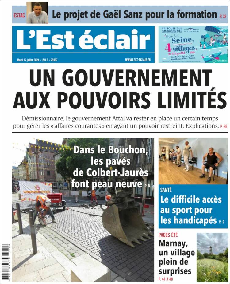 Portada de L'Est Eclair (Francia)