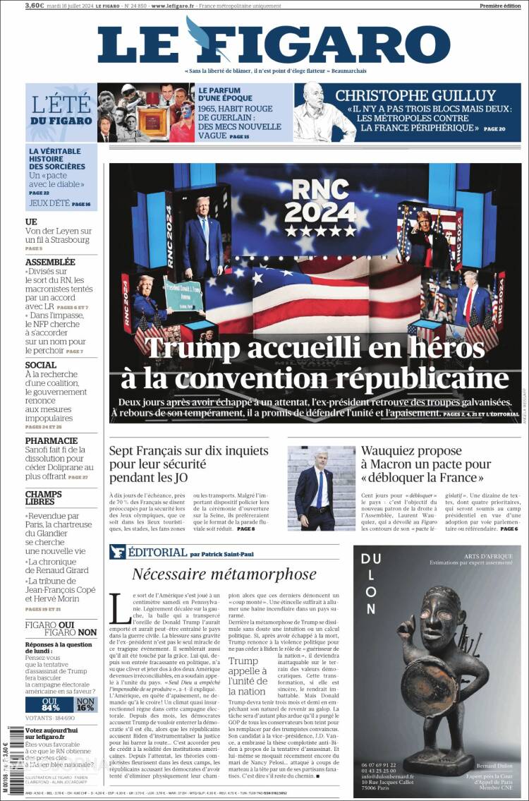 Portada de Le Figaro (Francia)
