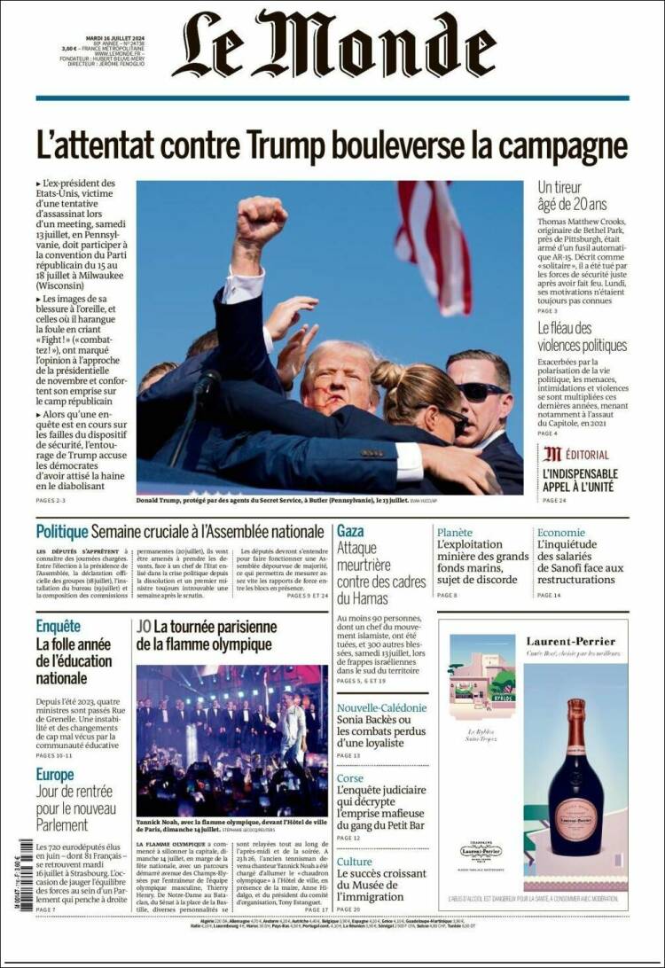 Portada de Le Monde (Francia)
