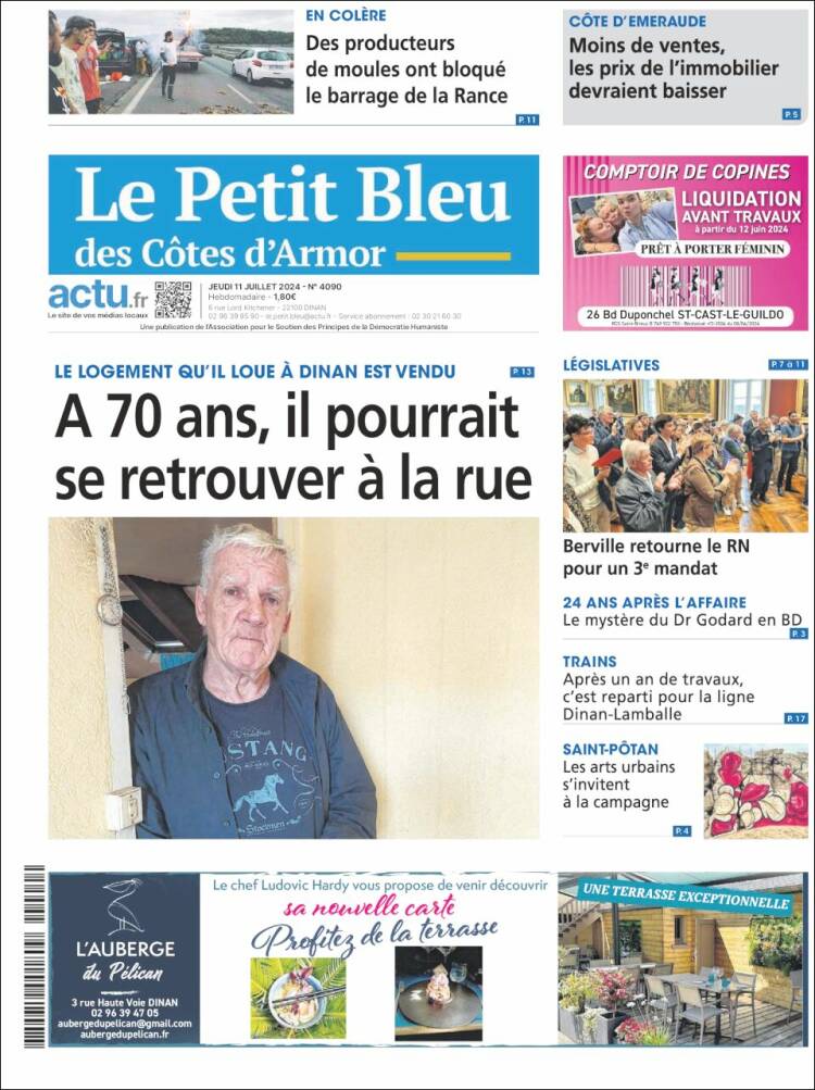 Portada de Le Petit Bleu (Francia)