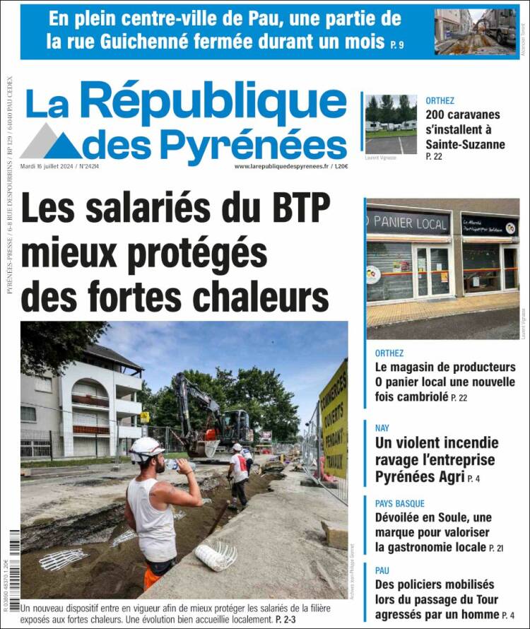 Portada de La République des Pyrénées (Francia)