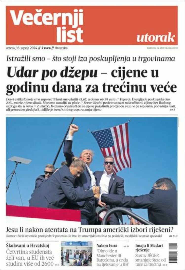 Portada de Večernji (Croacia)