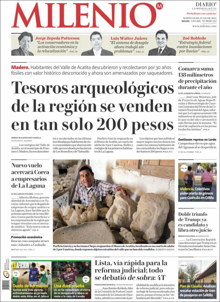 Portada de Milenio - Laguna (M&eacute;xico)