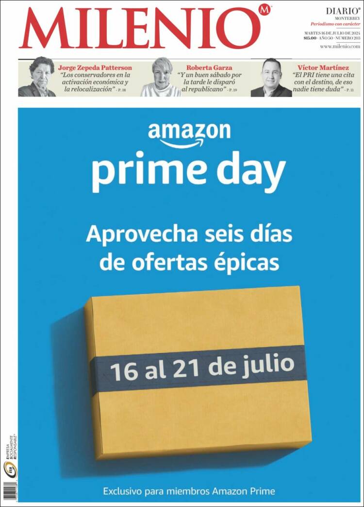 Portada de Milenio de Monterrey (M&eacute;xico)
