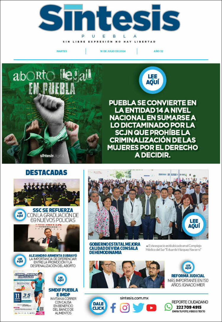 Portada de Síntesis - Puebla (M&eacute;xico)