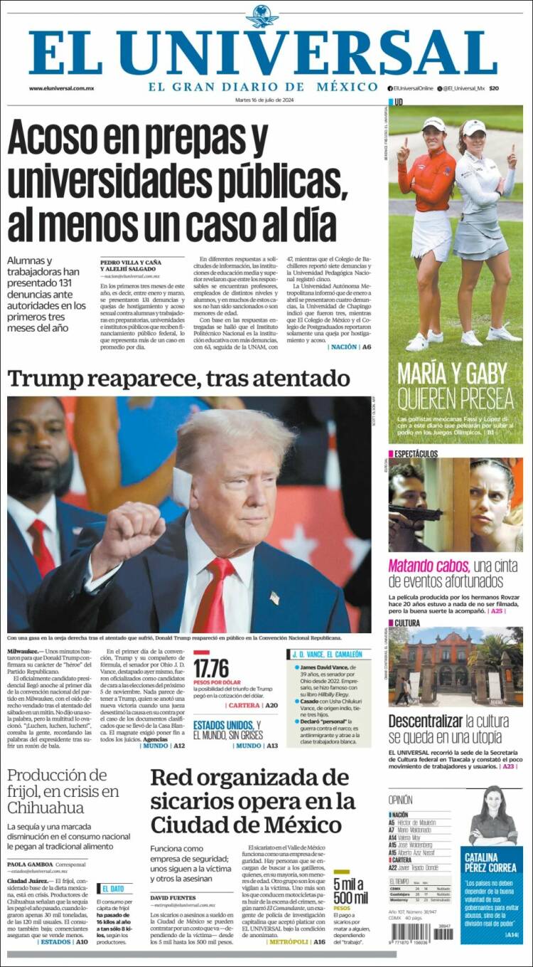 Portada de El Universal (M&eacute;xico)