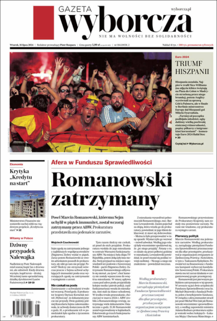 Portada de Gazeta Wyborcza (Polonia)
