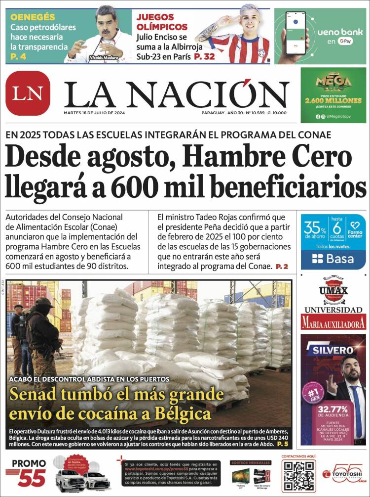 Portada de La Nación (Paraguay)