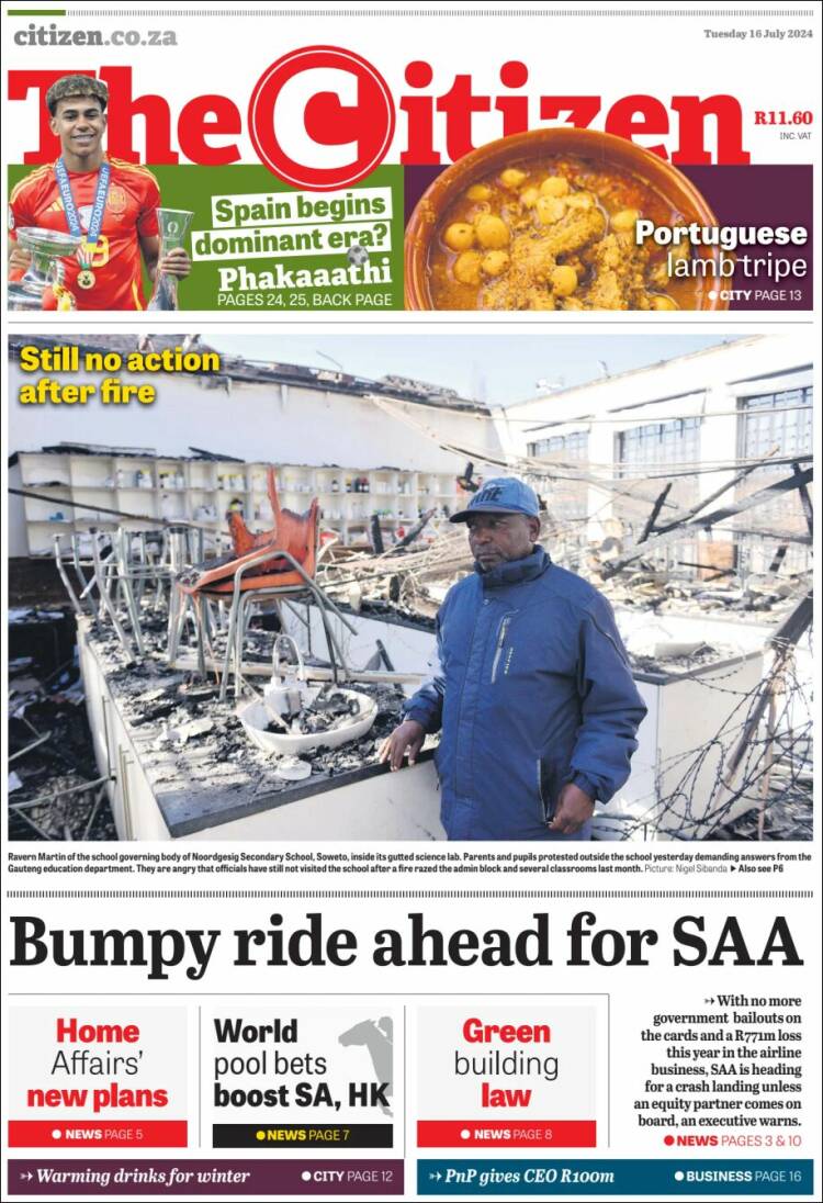 Portada de The Citizen (Sud&aacute;frica)