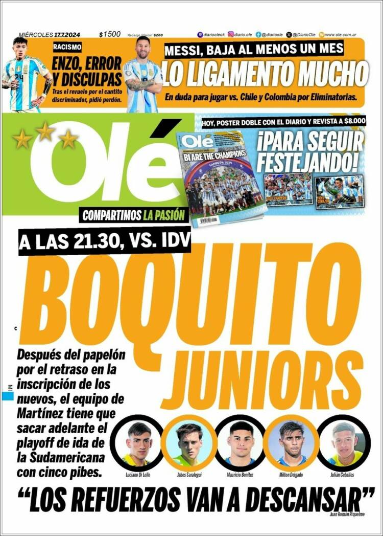 Portada de Olé (Argentina)