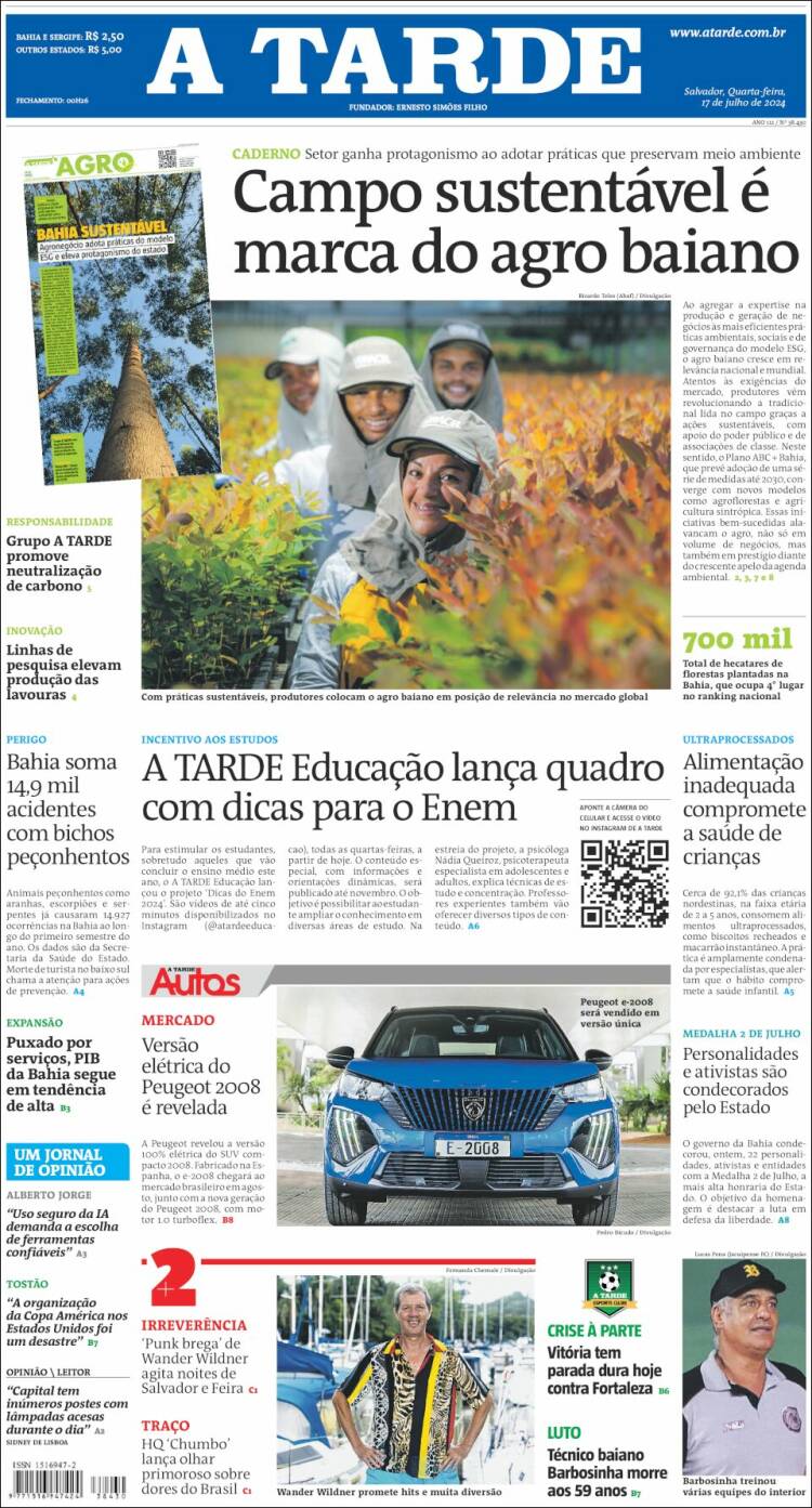 Portada de Diário A Tarde (Brasil)