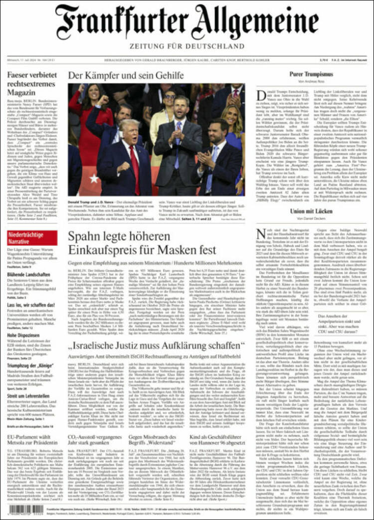 Portada de Frankfurter Allgemeine (Alemania)